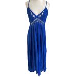 Free People  Elaina Maxi Dress Cobalt Blue Lace Boho XS Photo 1