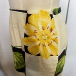 J. McLaughlin  Size 6 Pencil Skirt Yellow Floral Green Leaf Black White Check Photo 2