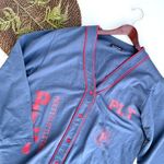 Pretty Little Thing Womens Cardigan Cover Up Blue Red Varsity Oversized Size 10 Photo 0