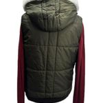 Pennsylvania Embroidered Olive Green Faux Fur Trim Puffer Vest Size Medium Photo 4