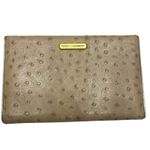 Rebecca Minkoff Ostrich Embossed Leather Zip Around Wallet Beige Gold Tone Photo 1