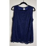 Slinky Brand  Womens 1X/2X 3 Piece Set Cardigan Tank Skirt Navy Blue Lace READ Photo 3