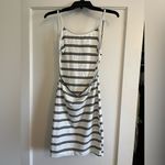 Sexy backless mini striped dress White Size L Photo 1