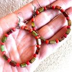 Orange and green beaded circle earrings Photo 6