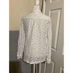BCBGMAXAZRIA Lace Half Zip Shirt Womens Small White Sheer Collared Long Sleeve Photo 3