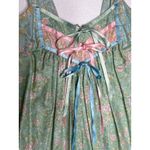 Vintage 70's Boho Floral Midi Dress Blue Ruffle Hem Satin Ribbon Detail small Green Photo 2