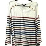 Bloomchic White With Multicolor Stripes Faux Button Accents Size 14/16 Photo 0