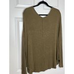 Free People  Moonshine V Neck Tunic Top Size S‎ Olive Oversized Long Sleeve Photo 4