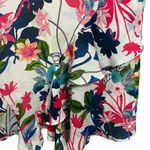 Parker  Floral Fiesta Ruffled Formal Mini Dress in White/Pink/Blue Size M Photo 4