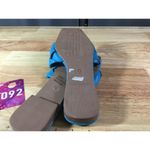 Cape Robbin Deja Slide Sandals Women's 6 Blue Leather Woven Open Square Toe Photo 4