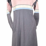 Lands' End Rugby Dress Size Medium Gray Cotton Midi Preppy Pockets Made in USA Photo 0