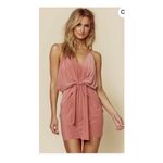 MISA Los Angeles Domino Draped Mini Dress Medium Coral Pink Jersey Cocktail Photo 8