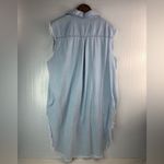 Thrill Jeans 3X Sleeveless Distressed Light Wash Denim Button Down Shirt Blue Photo 3