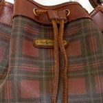 Ralph Lauren Tartan Plaid Large Leather Drawstring Bucket Shoulder Bag VINTAGE Photo 7
