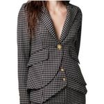 Smythe One Button Equestrian Blazer Jacket Wool Notch Lapel Window Pane Black 0 Photo 0