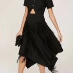 BIBHU MOHAPATRA Black Mid Cutout Fringe Detail Western Midi Dress size 8 Photo 3