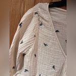 Madewell ‎ Antique Cream Lightspun Peplum Wrap Top in Black Tiny Bows Size XS Photo 7