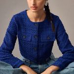 Anthropologie NWT  Maeve Cropped Tweed Blazer Size S Photo 0