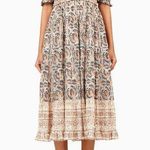 Ulla Johnson Elli Dress Yarrow Puff Sleeve Midi Length V Neck Leaf Print Dress 6 Photo 0