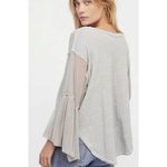 Free People  Still Got It Grey Oversized Voluminous Sleeve Top size Large Photo 1