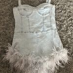 Edikted Fluffy Denim Romper Photo 2