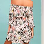 Lulus  Hello Darling Blush Pink Floral Print‎ Off  the Shoulder Dress LARGE Photo 3