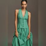 Anthropologie Maeve Halter V-Neck Drop-Waist Midi Dress Photo 2