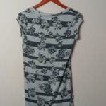 Derek Heart  M V-Neck Black Gray Stripes Floral Top Photo 0