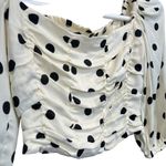 ZARA  Polka Dot Crop Top Size XS Balloon Sleeve Smocked Ruching Cream Black Photo 6