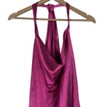 NWT Lena Mini Satin Slip Dress Womens L Purple Cowl Neck Halter Backless Size L Photo 2