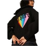 Zadig & Voltaire Zadig Voltaire Black Chunky Knit Zip Up Sweater Cheri Rainbow Heart Back Cozy Photo 1