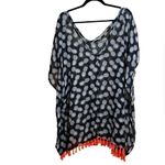 No Boundaries  Pineapple Print Kaftan Shawl size XL Black & White semi sheer Photo 1