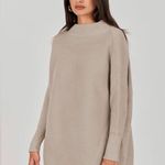 Turtleneck Batwing Sleeve Oversized Ribbed Knit Tunic Sweater (72) Photo 5