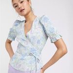 & Other Stories & Other Stories Size 6 Tammy Wrap Top Pastel Floral‎ Puff Sleeve Grannycore NWT Photo 0