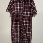 P!PHANY NWT Womens Plaid Peter Pan Collar Short Sleeve Zipper Dress medium Red Photo 5
