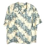 Tommy Bahama Large Top Silk Button Down Short Sleeve Floral Tropical Tan 844 Photo 0