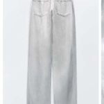 ZARA NWT  TRF Metallic Effect High-Waisted Jeans Straight wax coated relaxed fit Photo 5
