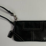 Coach Black Leather Wristlet with Stitch Detail Photo 0