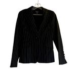 Bebe  suit jacket blazer size 4 black striped classic cotton one button Photo 3