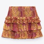 ZARA new with tags - ruffle beautiful patchwork skirt in the orange and pink toned colors Photo 7
