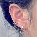 Boutique NEW Women'sā 2 Piece Platinum Plated S925 Starry Diamond Simulant Hoop Earrings Photo 5