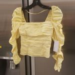 Reformation ππ Joi Ruched Stretch Organic Cotton Top ~ Zest Yellow 2 NWT Photo 7