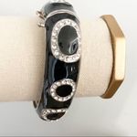 Lia Sophia Surreal Black Enamel Bangle Bracelet Rhinestone Accents Hinge Close Photo 1