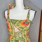 Cynthia Rowley Linen Blend Multicolor Tropical Wide Leg Jumpsuit Medium M Photo 3