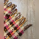 ECHO Italian Wool Plaid Knit Scarf Fringe Colorful Retro Mod Artsy Boho Luxury Pink Photo 3