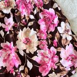 Laura Ashley Pink Brown Floral Intimates Sleep Lounge Robe with Sleep Shorts M Photo 6