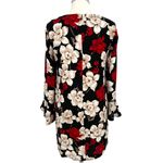 CeCe Floral Long Sleeve Shift Dress Bell Cuff Sleeve Black Red White Size 6 Photo 7