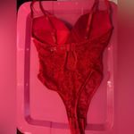Elegant Red Lace Push Up Bodysuit Size M Photo 5