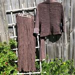 Victor Costa Chocolate Brown Crinkle Texture Wrap Top Evening Jacket w/skirt Photo 7