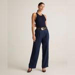 Quince NWT  Women's 100% European Linen Pleated Trouser Pants Navy Blue Sz 16 Photo 1